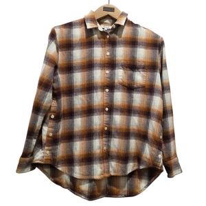 Madewell flannel checkered Button Down Shirt w/ side buttons